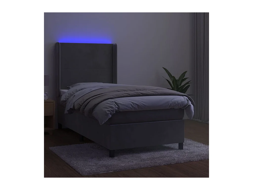 Cadre de lit LED tissu grise 203 x 103 x 128 cm TDL0207907