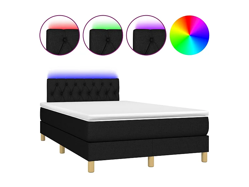 Cadre de lit LED tissu noire 203 x 120 x 88 cm TDL0209283