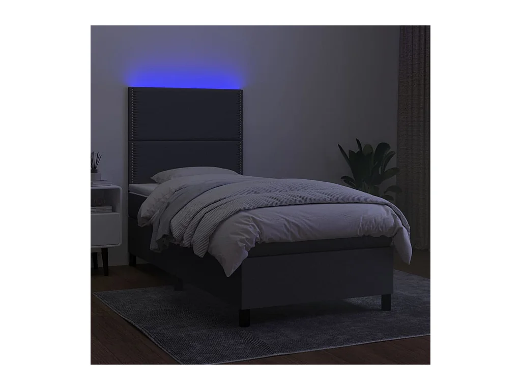 Cadre de lit LED tissu grise 203 x 100 x 128 cm TDL0208451