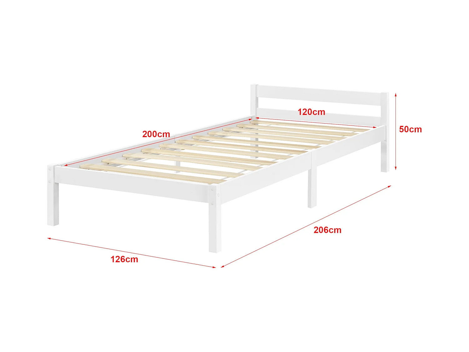 Cadre de lit avec blanche 206 x 126 x 50 cm 03_0004987