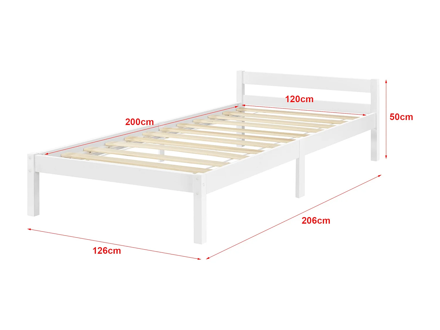 Cadre de lit avec blanche 206 x 126 x 50 cm 03_0004987