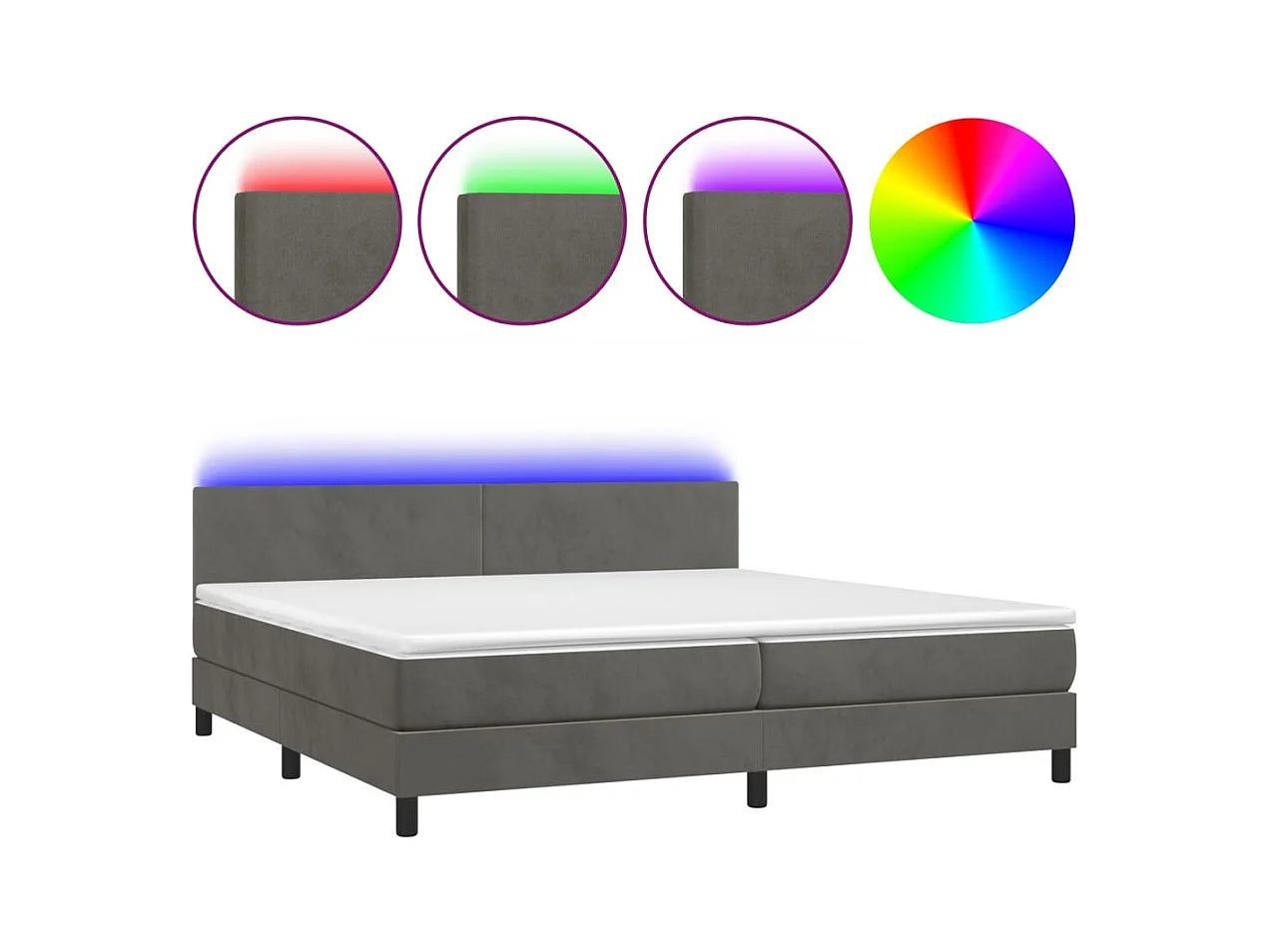 Cadre de lit LED tissu grise 203 x 200 x 88 cm TDL0207680