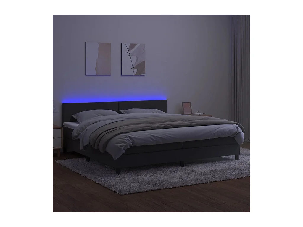 Cadre de lit LED tissu grise 203 x 200 x 88 cm TDL0207680