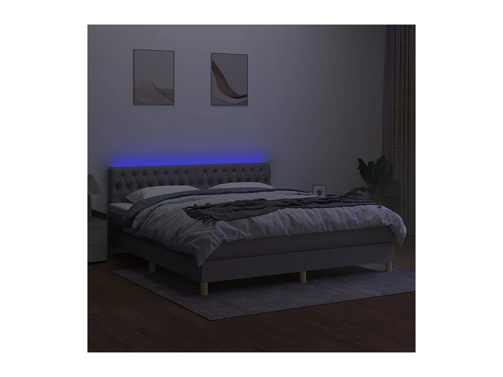 Cadre de lit LED tissu grise 203 x 180 x 88 cm TDL0208511