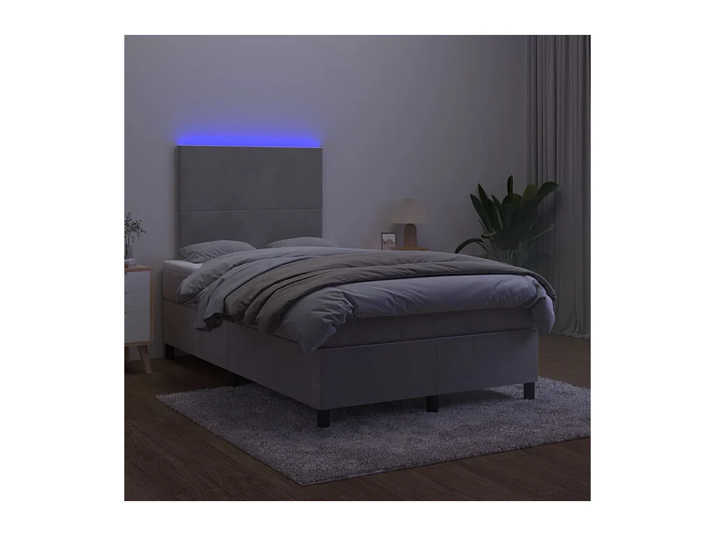 Cadre de lit LED tissu grise 203 x 120 x 128 cm TDL0207871