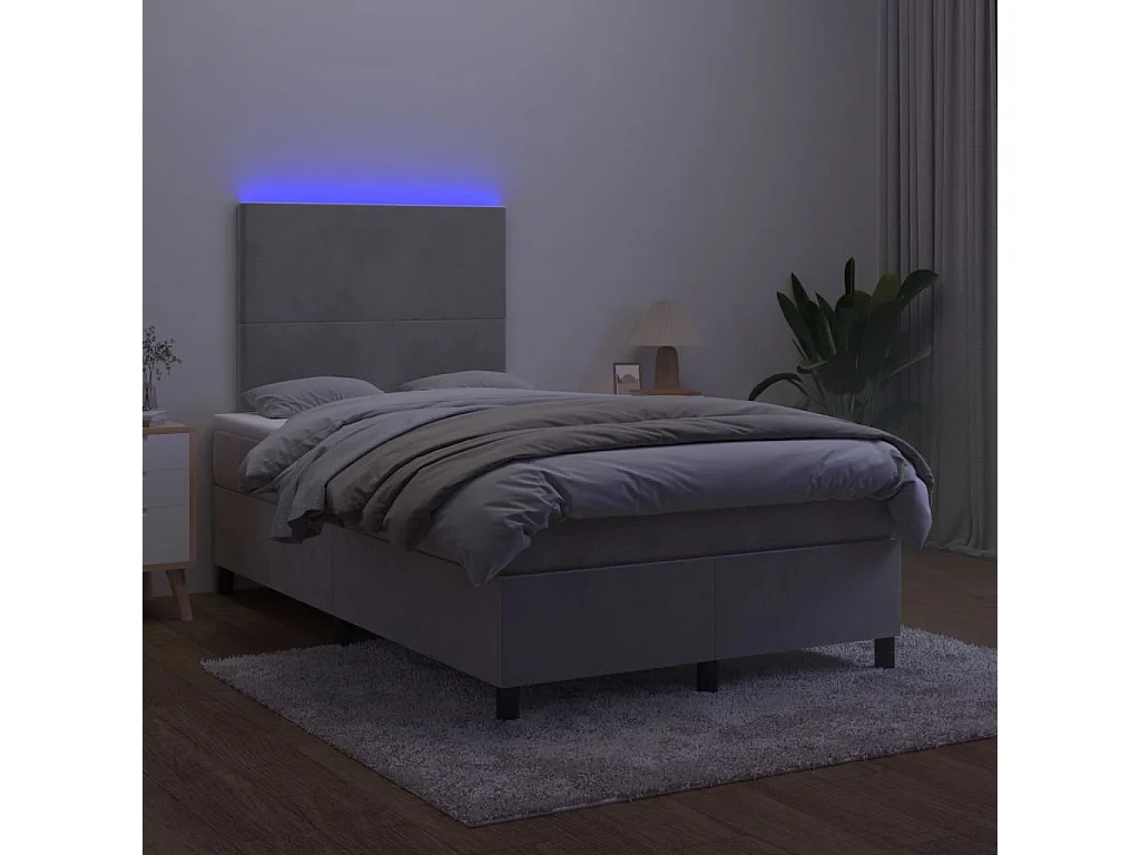 Cadre de lit LED tissu grise 203 x 120 x 128 cm TDL0207871