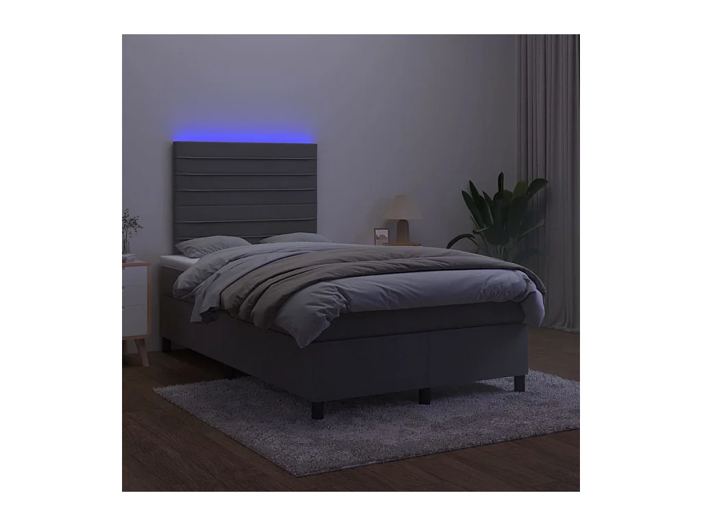 Cadre de lit LED tissu grise 203 x 120 x 128 cm TDL0207732