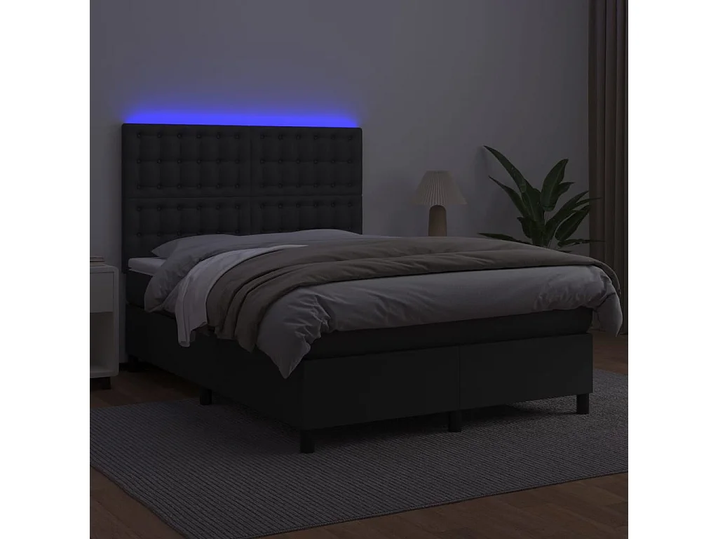 Cadre de lit LED noire 193 x 144 x 128 cm TDL0209231
