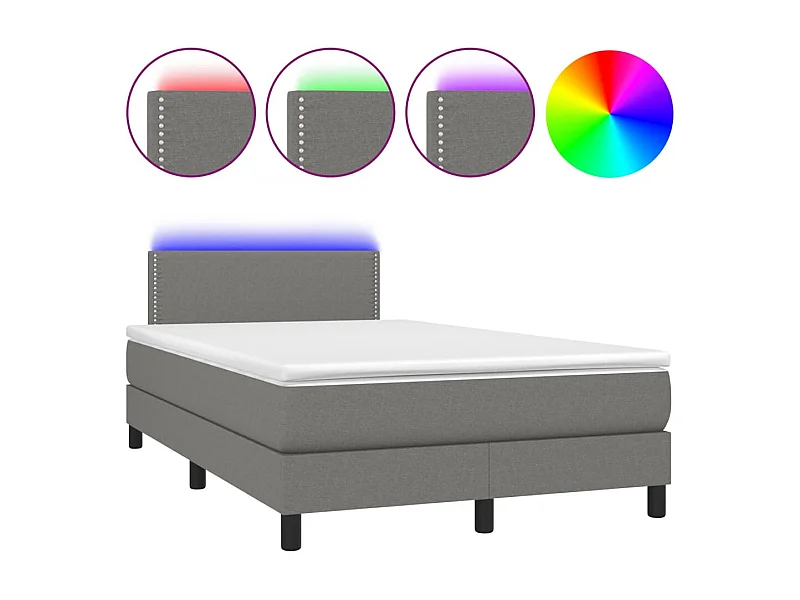 Cadre de lit LED tissu grise 203 x 120 x 88 cm TDL0208418