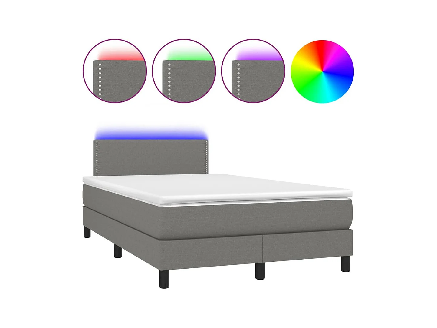 Cadre de lit LED tissu grise 203 x 120 x 88 cm TDL0208418