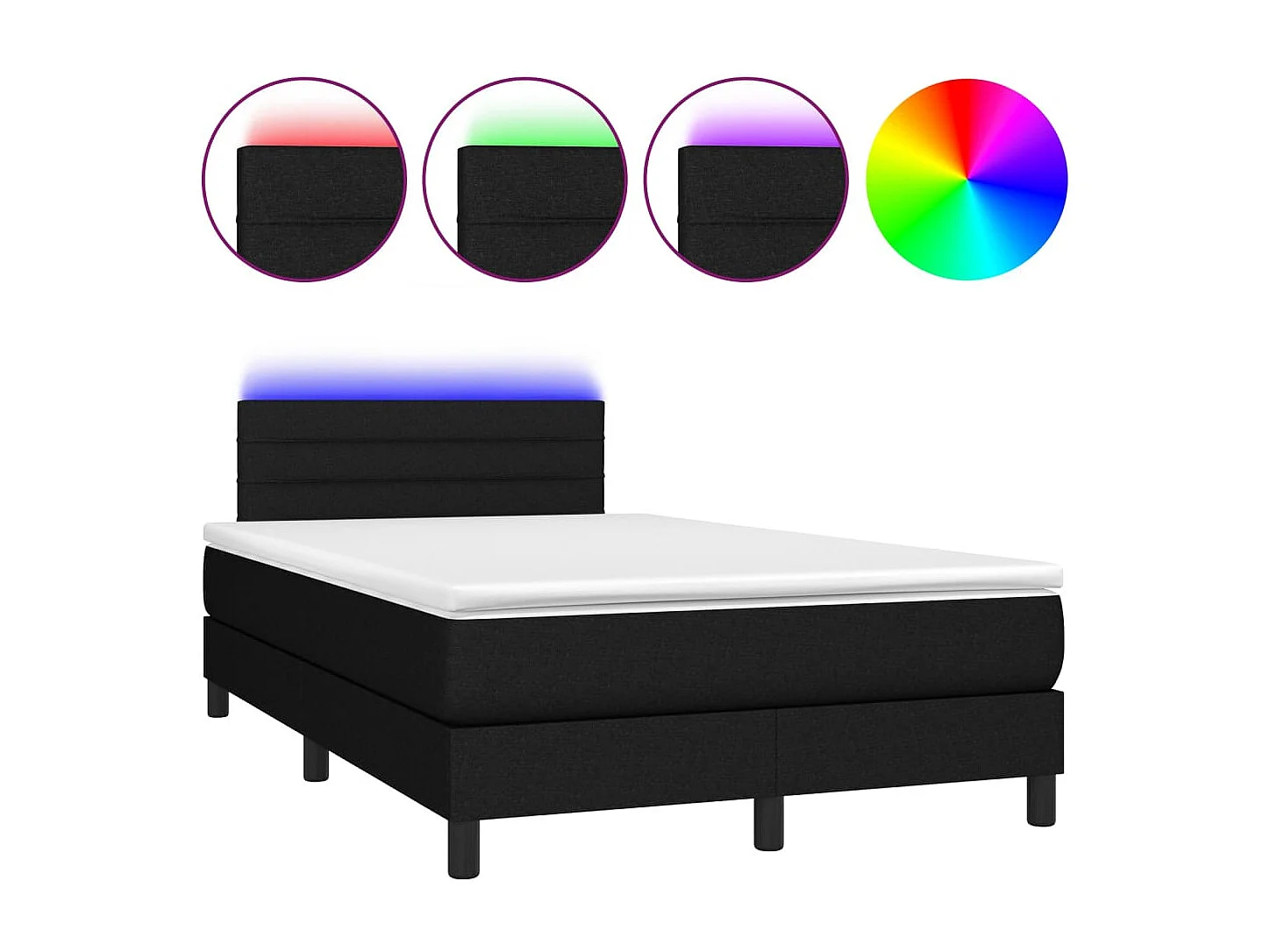 Cadre de lit LED tissu noire 203 x 120 x 88 cm TDL0209301