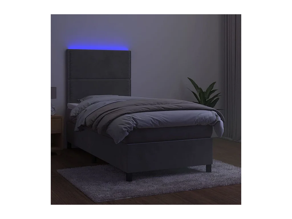 Cadre de lit LED tissu grise 203 x 100 x 128 cm TDL0207903