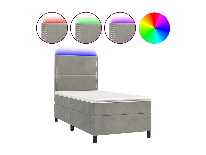 Cadre de lit LED tissu grise 203 x 100 x 128 cm TDL0207903