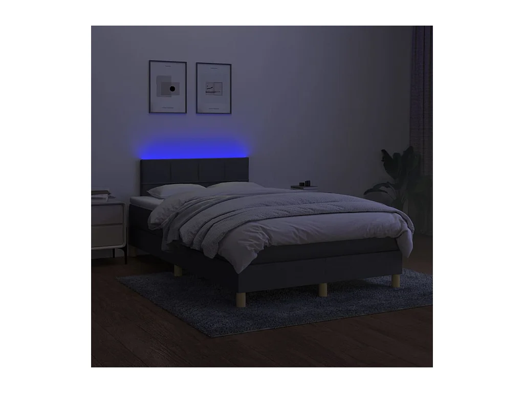 Cadre de lit LED tissu grise 203 x 120 x 88 cm TDL0208401