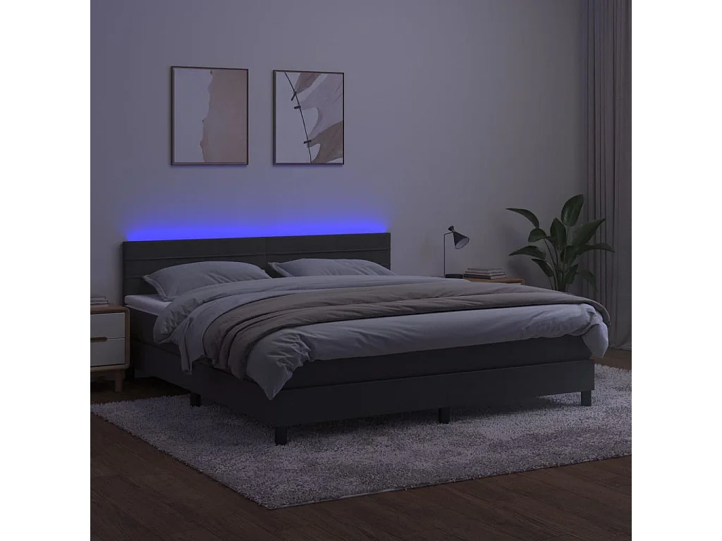 Cadre de lit LED tissu grise 203 x 180 x 88 cm TDL0207694