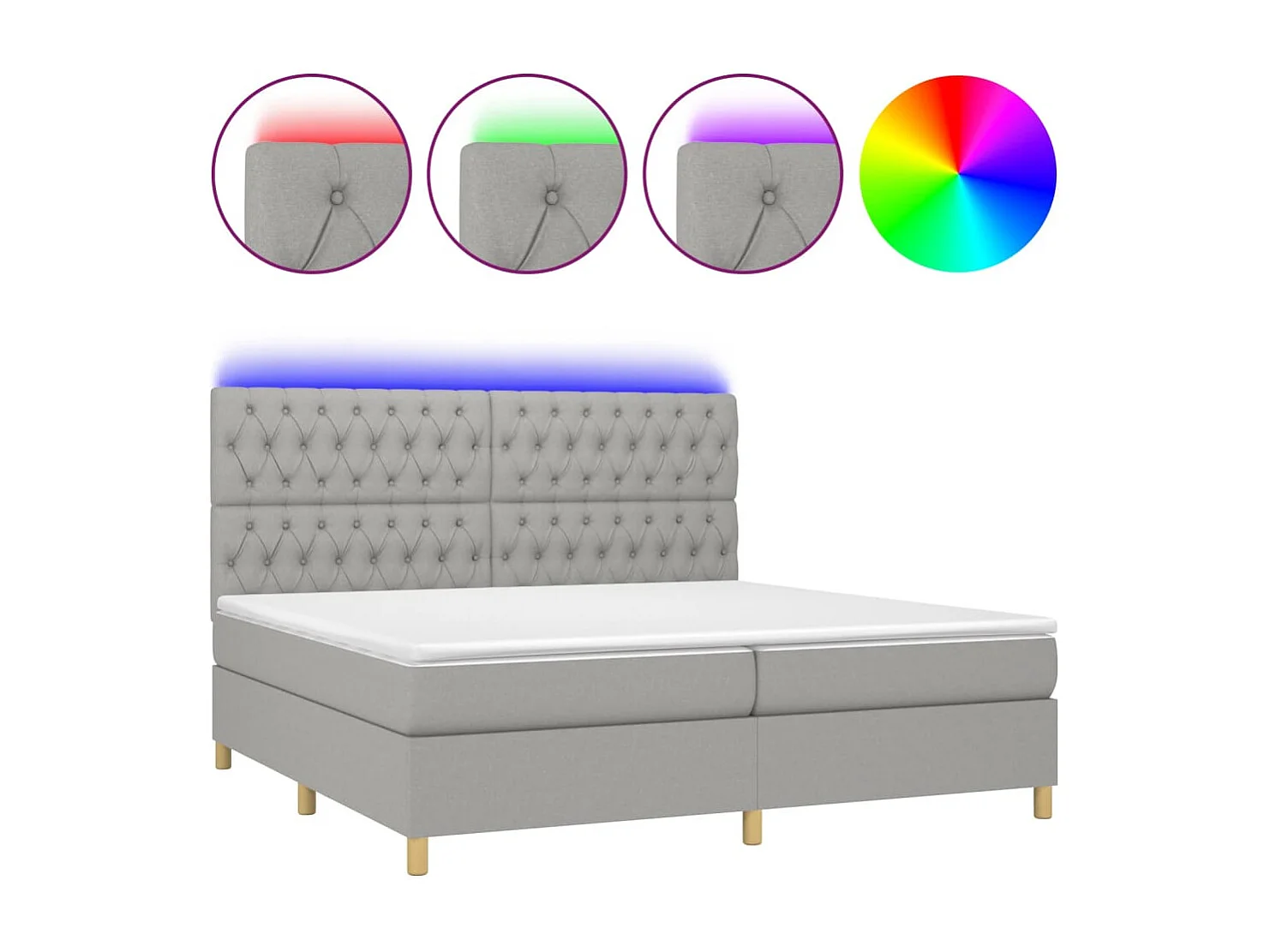 Cadre de lit LED tissu grise 203 x 200 x 128 cm TDL0207787