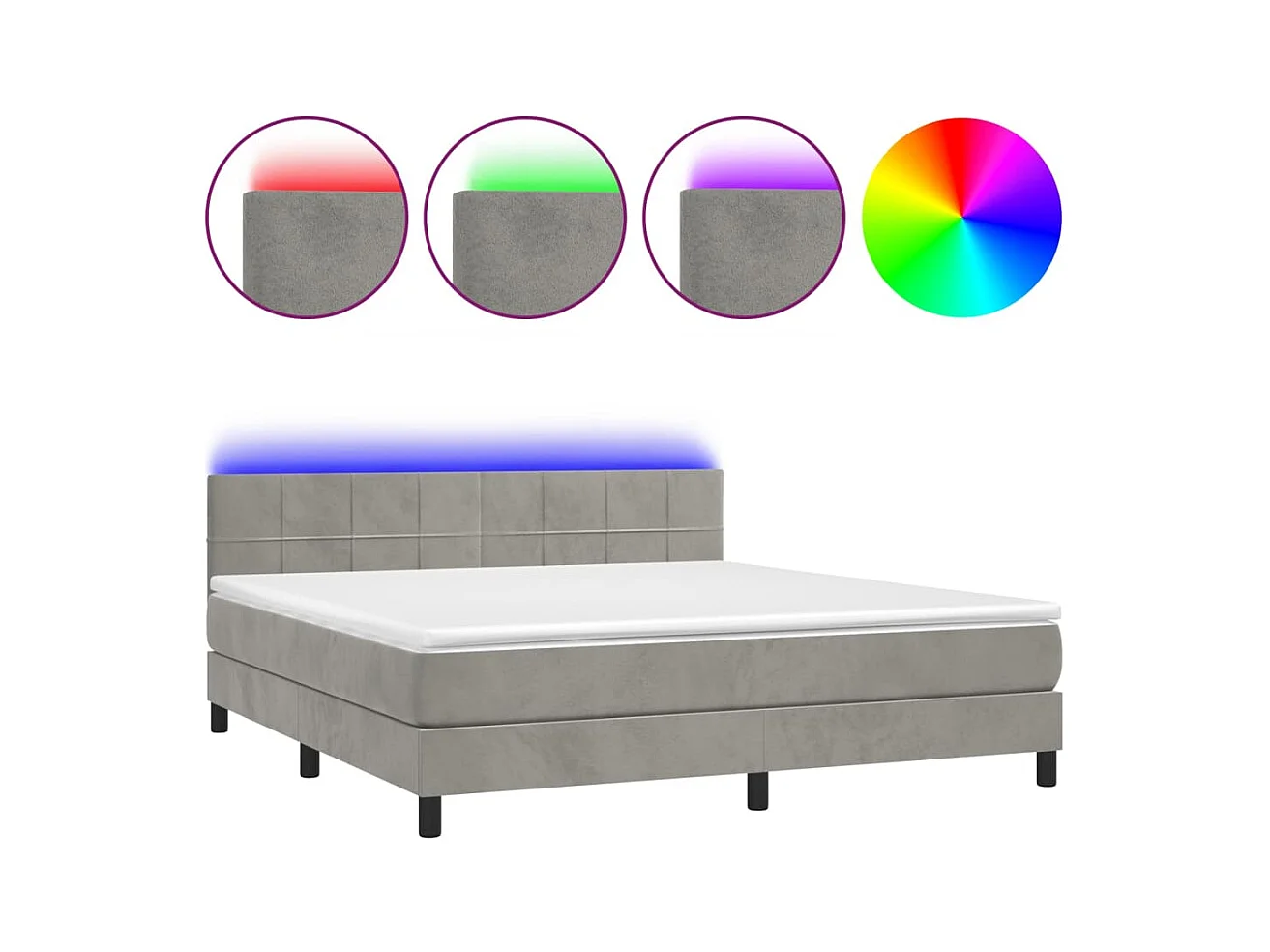 Cadre de lit LED tissu grise 203 x 180 x 88 cm TDL0207812