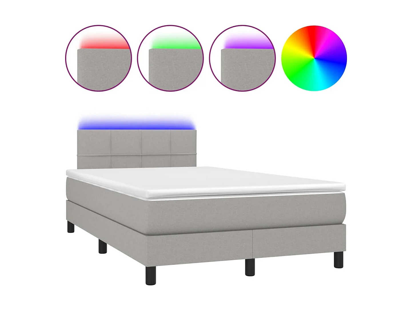 Cadre de lit LED tissu grise 203 x 120 x 88 cm TDL0207879