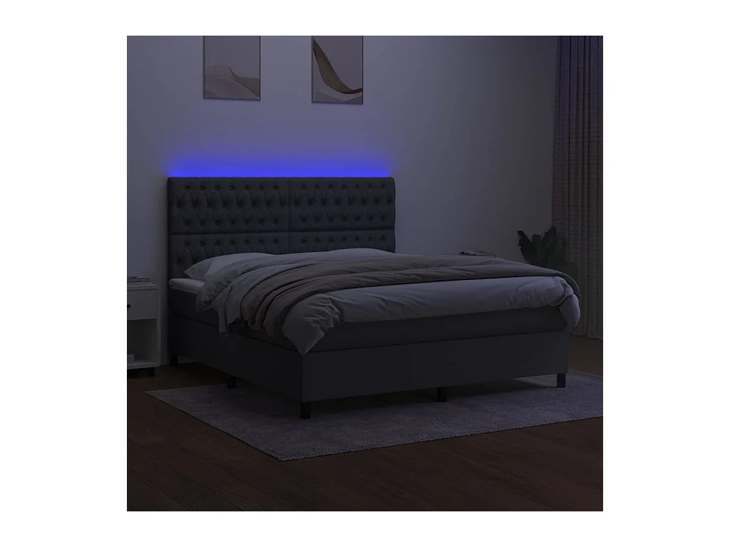 Cadre de lit LED tissu grise 203 x 160 x 128 cm TDL0208339