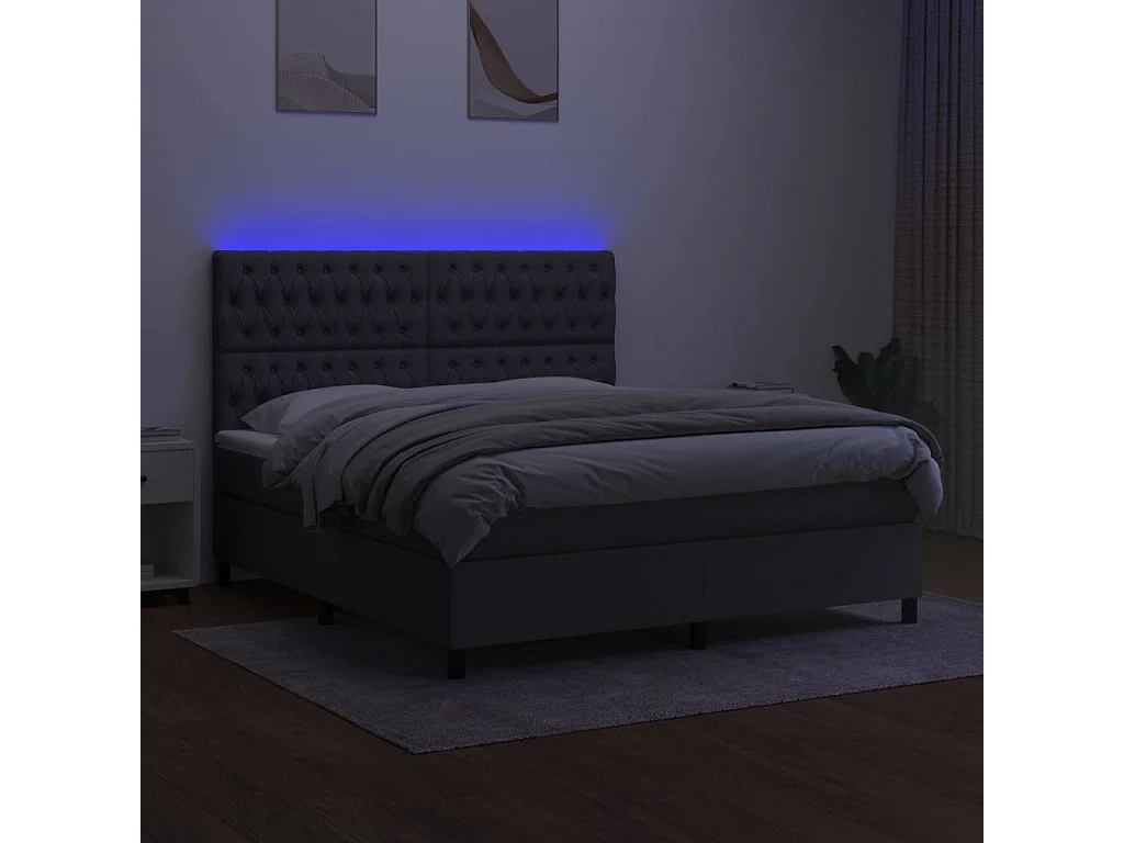 Cadre de lit LED tissu grise 203 x 160 x 128 cm TDL0208339