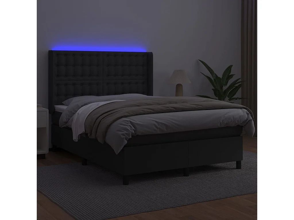 Cadre de lit LED noire 193 x 147 x 128 cm TDL0209232