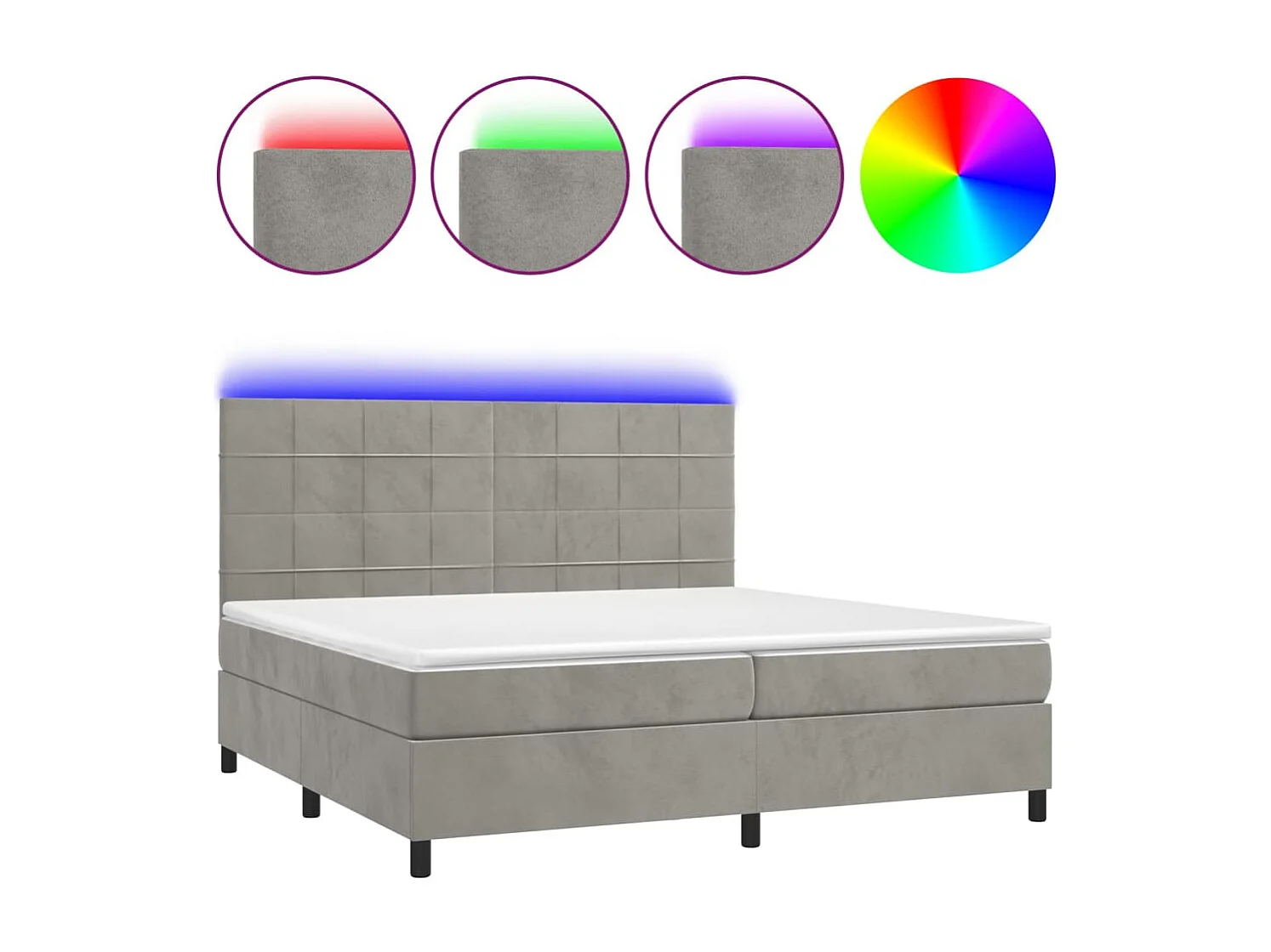 Cadre de lit LED tissu grise 203 x 200 x 128 cm TDL0207763