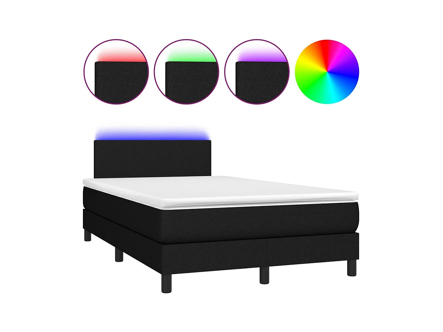 Cadre de lit LED tissu noire 203 x 120 x 88 cm TDL0209295