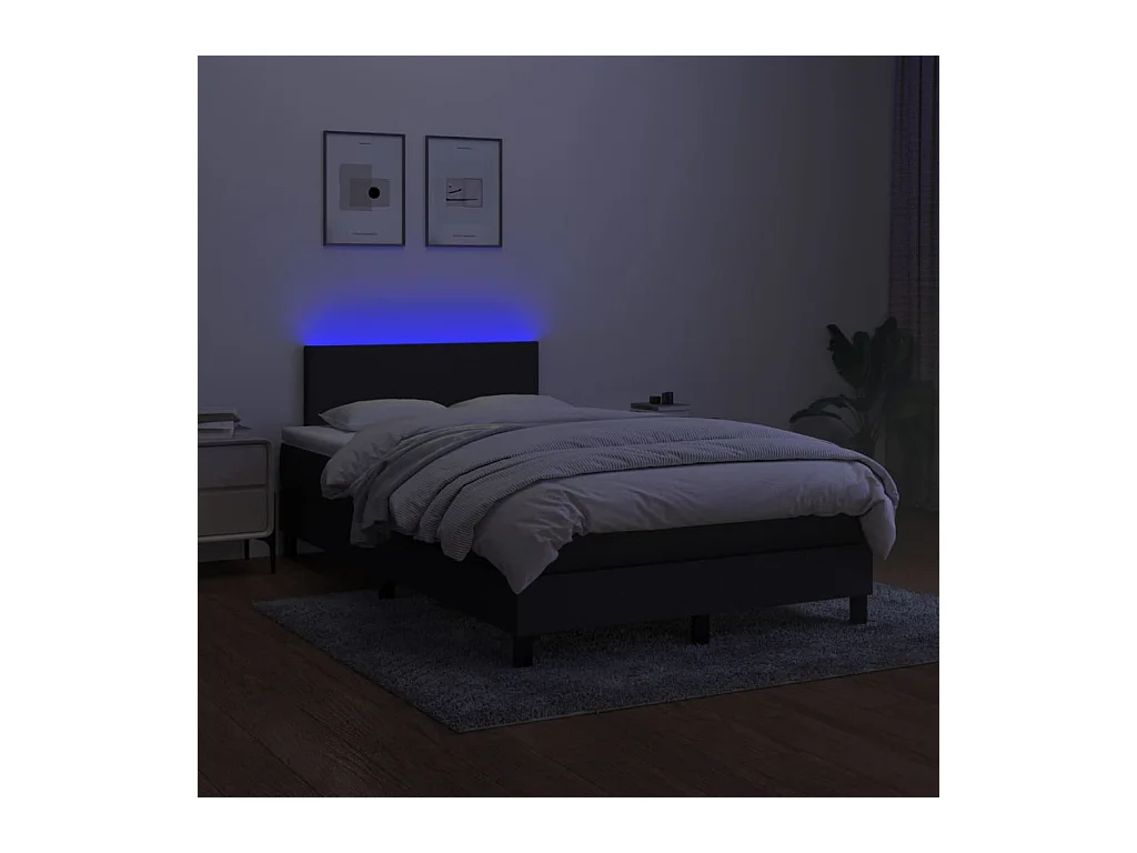 Cadre de lit LED tissu noire 203 x 120 x 88 cm TDL0209295