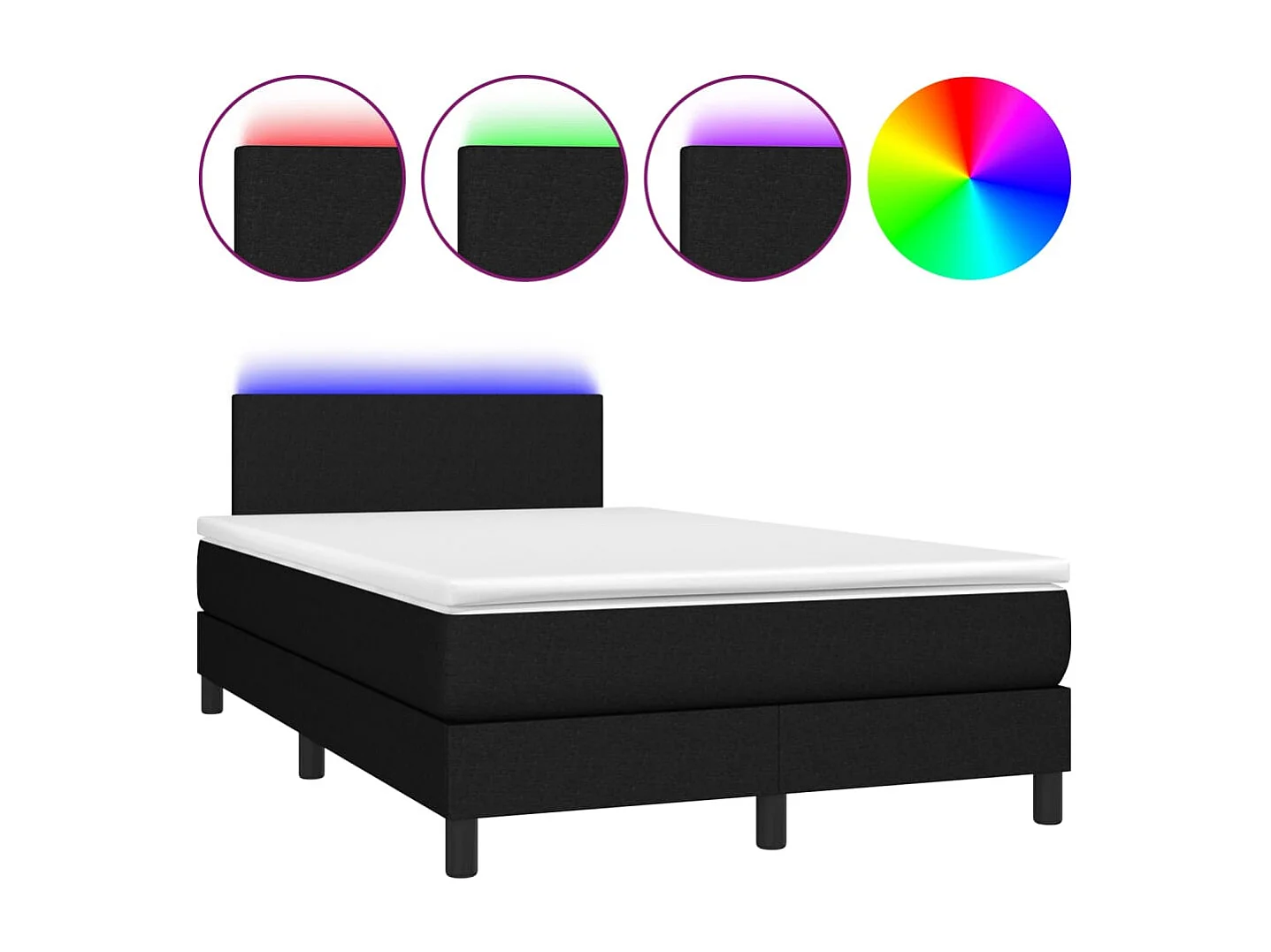 Cadre de lit LED tissu noire 203 x 120 x 88 cm TDL0209295