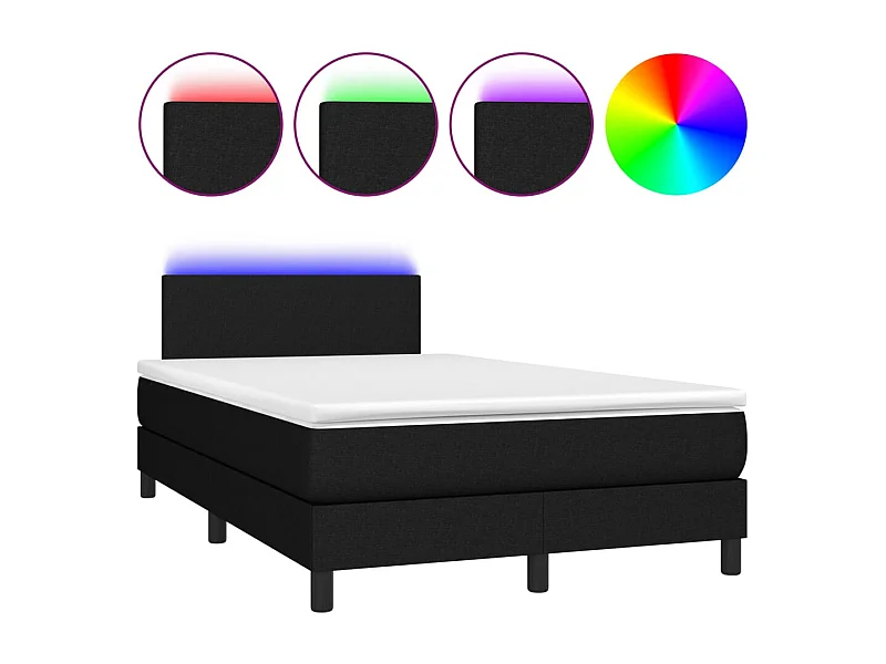 Cadre de lit LED tissu noire 203 x 120 x 88 cm TDL0209295