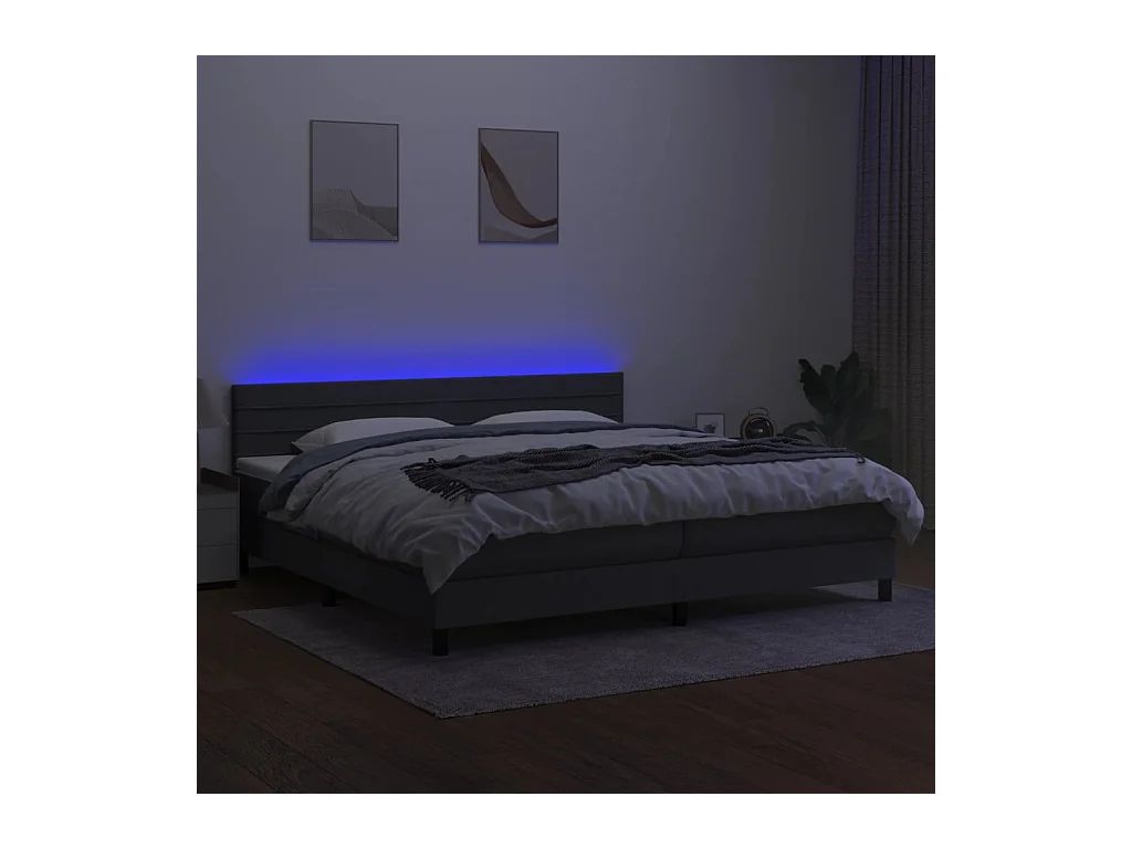 Cadre de lit LED tissu grise 203 x 200 x 88 cm TDL0208305