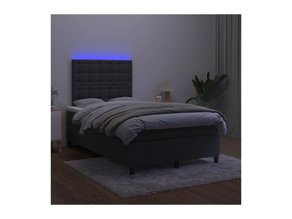 Cadre de lit LED tissu noire 203 x 120 x 128 cm TDL0209270