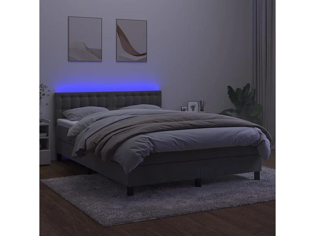 Cadre de lit LED tissu grise 193 x 144 x 88 cm TDL0207860
