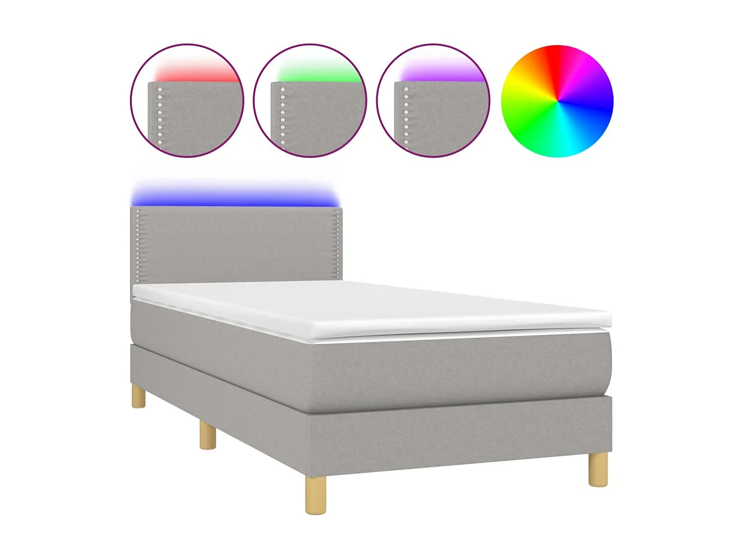 Cadre de lit LED tissu grise 203 x 100 x 88 cm TDL0207932