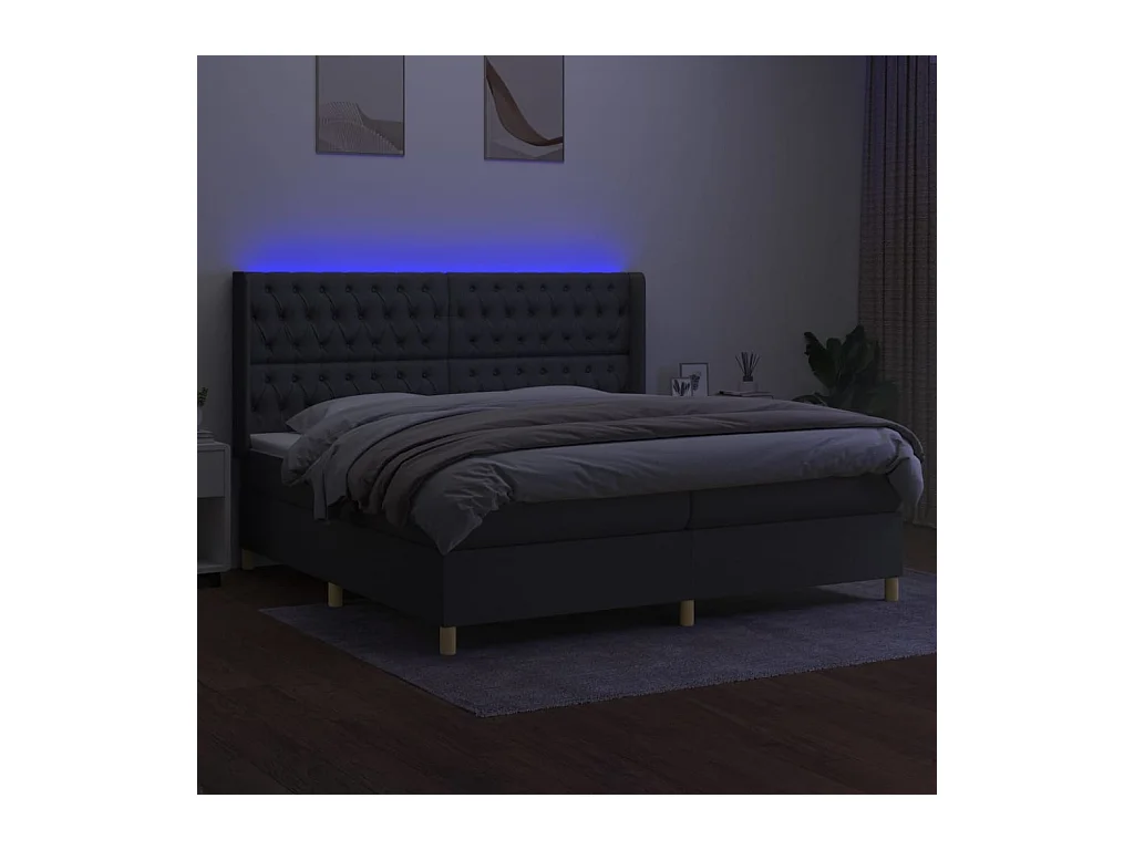 Cadre de lit LED tissu grise 203 x 203 x 128 cm TDL0208292