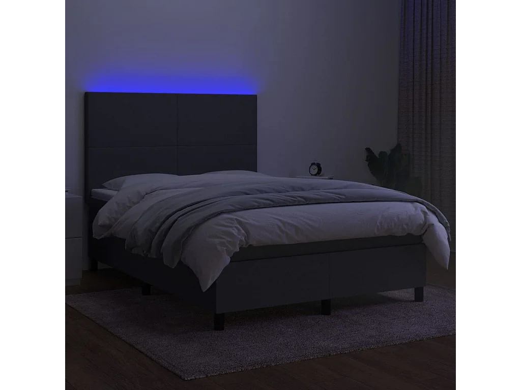 Cadre de lit LED tissu grise 193 x 144 x 128 cm TDL0208375