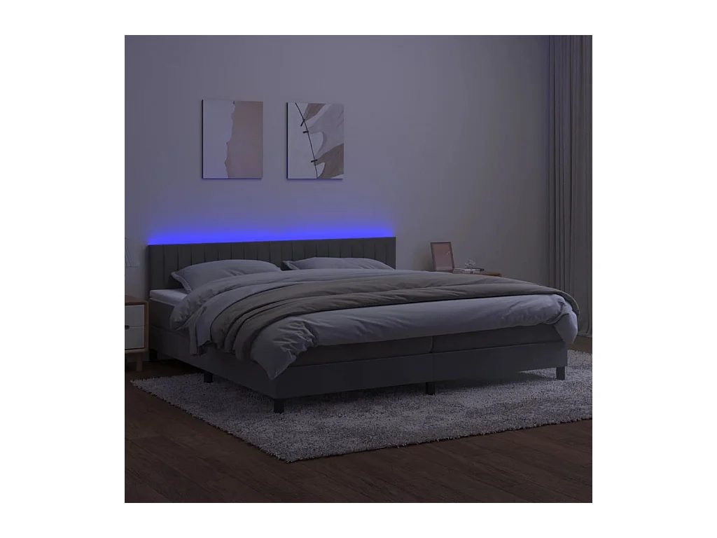 Cadre de lit LED tissu grise 203 x 200 x 88 cm TDL0207770