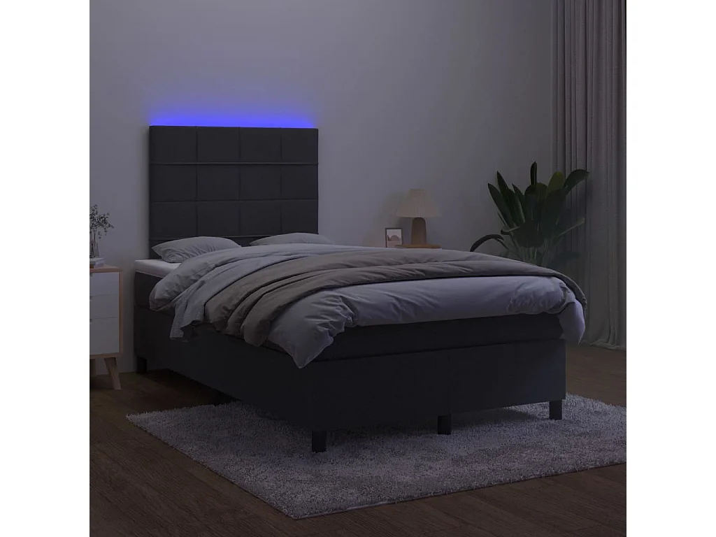 Cadre de lit LED tissu noire 203 x 120 x 128 cm TDL0209274