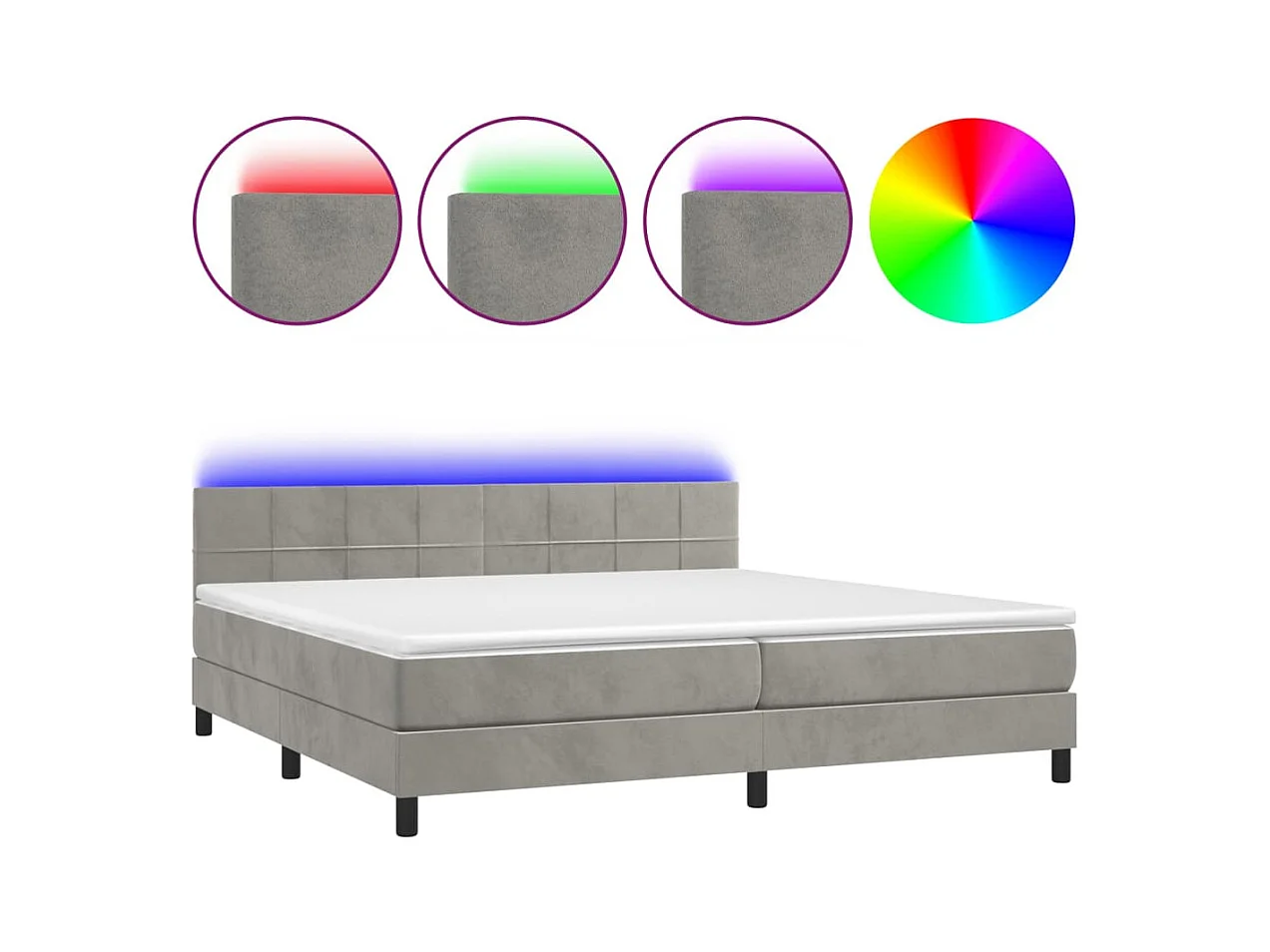 Cadre de lit LED tissu grise 203 x 200 x 88 cm TDL0207759