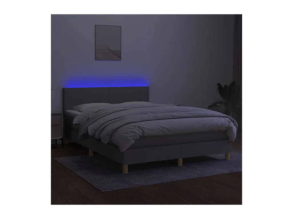 Cadre de lit LED tissu grise 193 x 144 x 88 cm TDL0208553