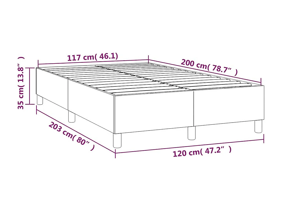 Sommier à lattes sur tissu grise 203 x 120 x 35 cm TDL0207204