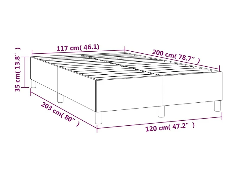 Sommier à lattes sur tissu grise 203 x 120 x 35 cm TDL0207204