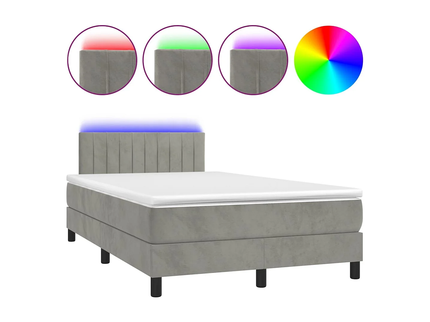 Cadre de lit LED tissu grise 203 x 120 x 88 cm TDL0207865