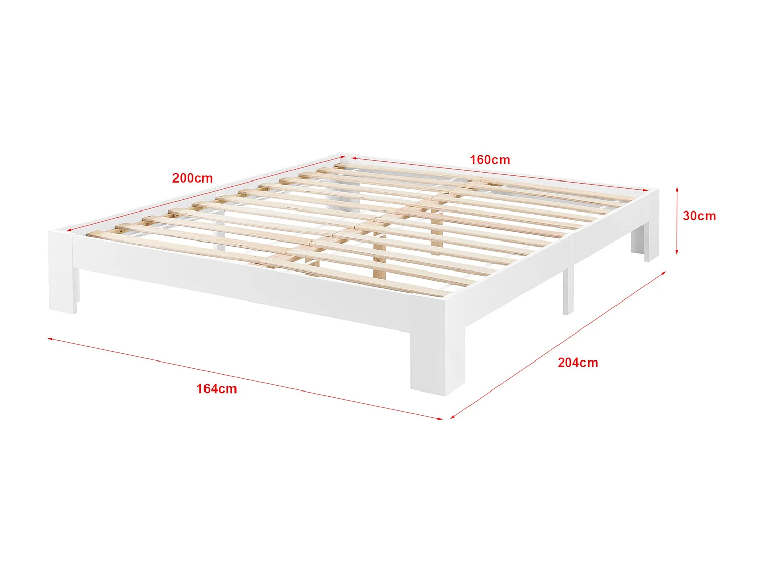 Cadre de lit 160x200 blanche 204 x 164 x 30 cm 03_0004924