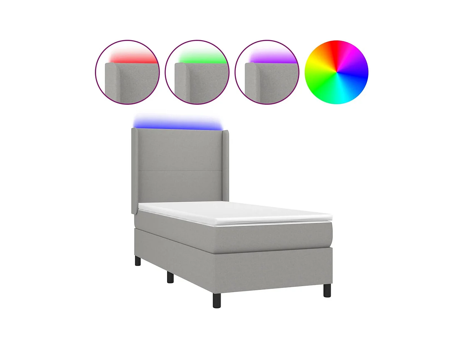 Cadre de lit LED tissu grise 203 x 103 x 128 cm TDL0207941