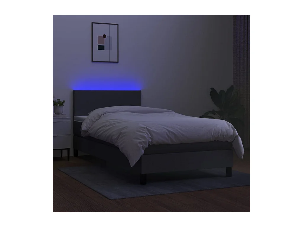 Cadre de lit LED tissu grise 203 x 100 x 88 cm TDL0208446