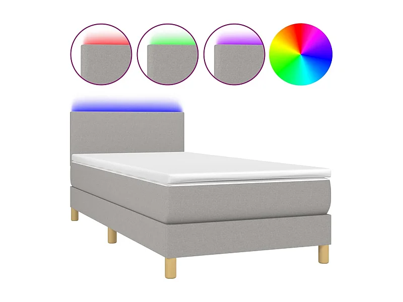 Cadre de lit LED tissu grise 203 x 100 x 88 cm TDL0207956