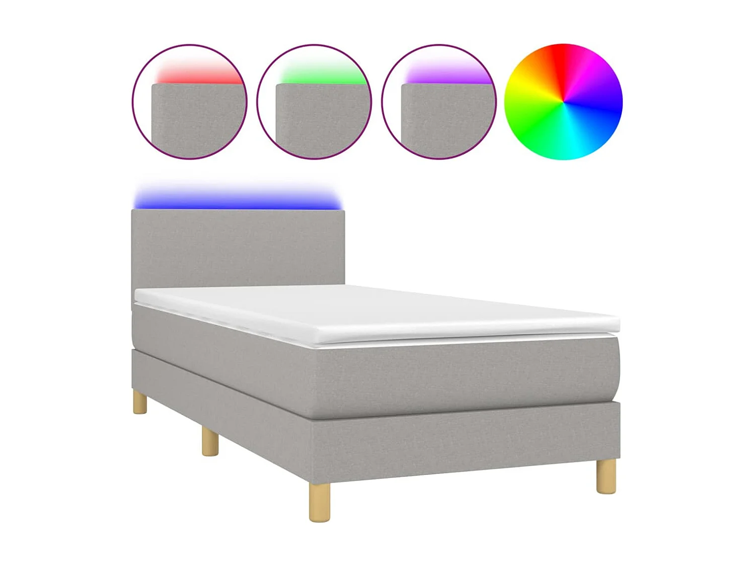 Cadre de lit LED tissu grise 203 x 100 x 88 cm TDL0207956