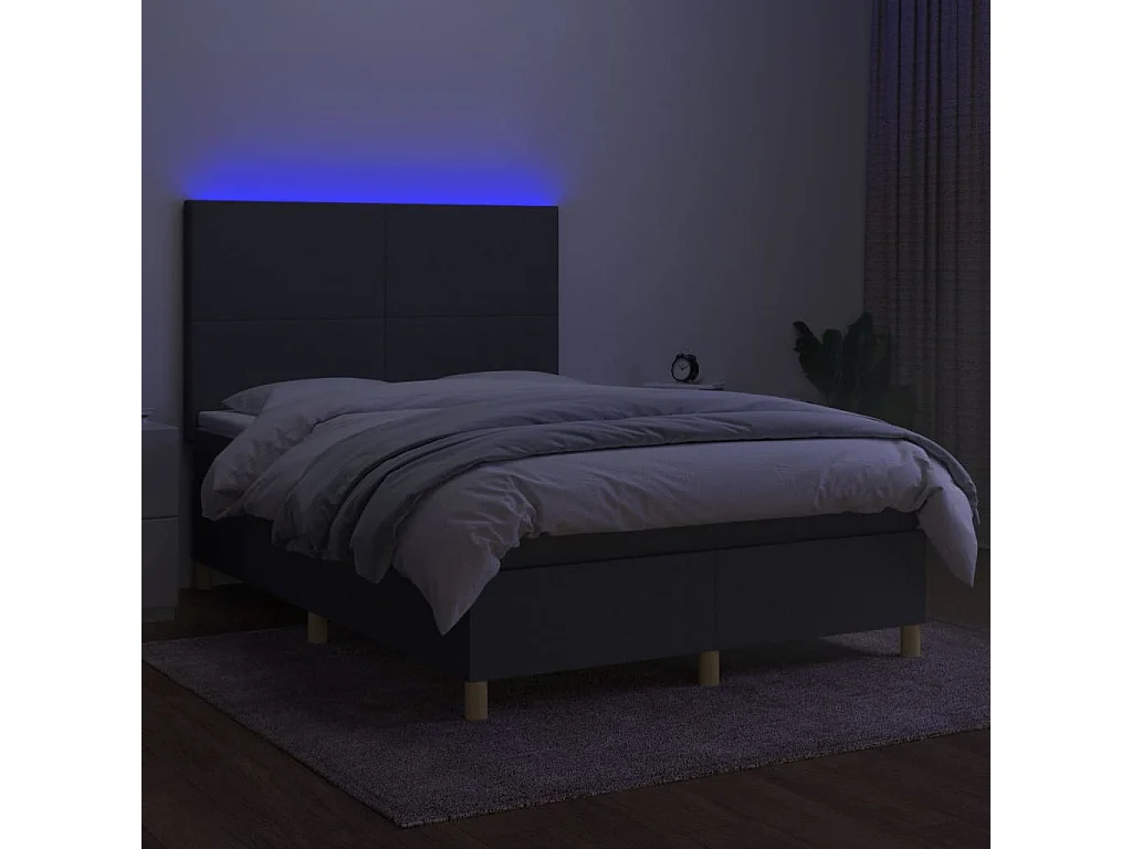 Cadre de lit LED tissu grise 203 x 144 x 128 cm TDL0208352