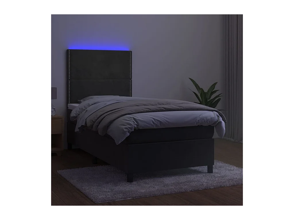 Cadre de lit LED tissu grise 203 x 100 x 128 cm TDL0207752